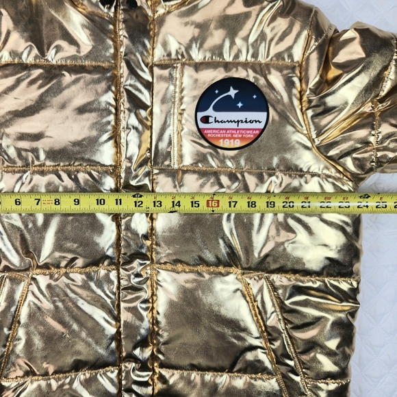 Champion x NASA Gold Metallic Hooded Puffer Jacket - Men's Size Large L - Picture 6 of 11
